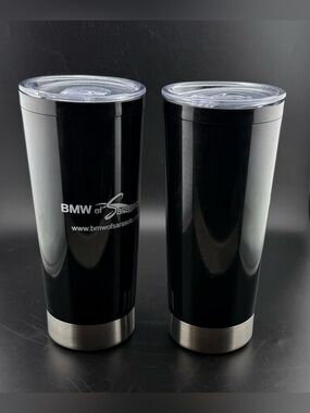 2 New BMW of Sarasota drink tumblers with sealed lids. 22oz